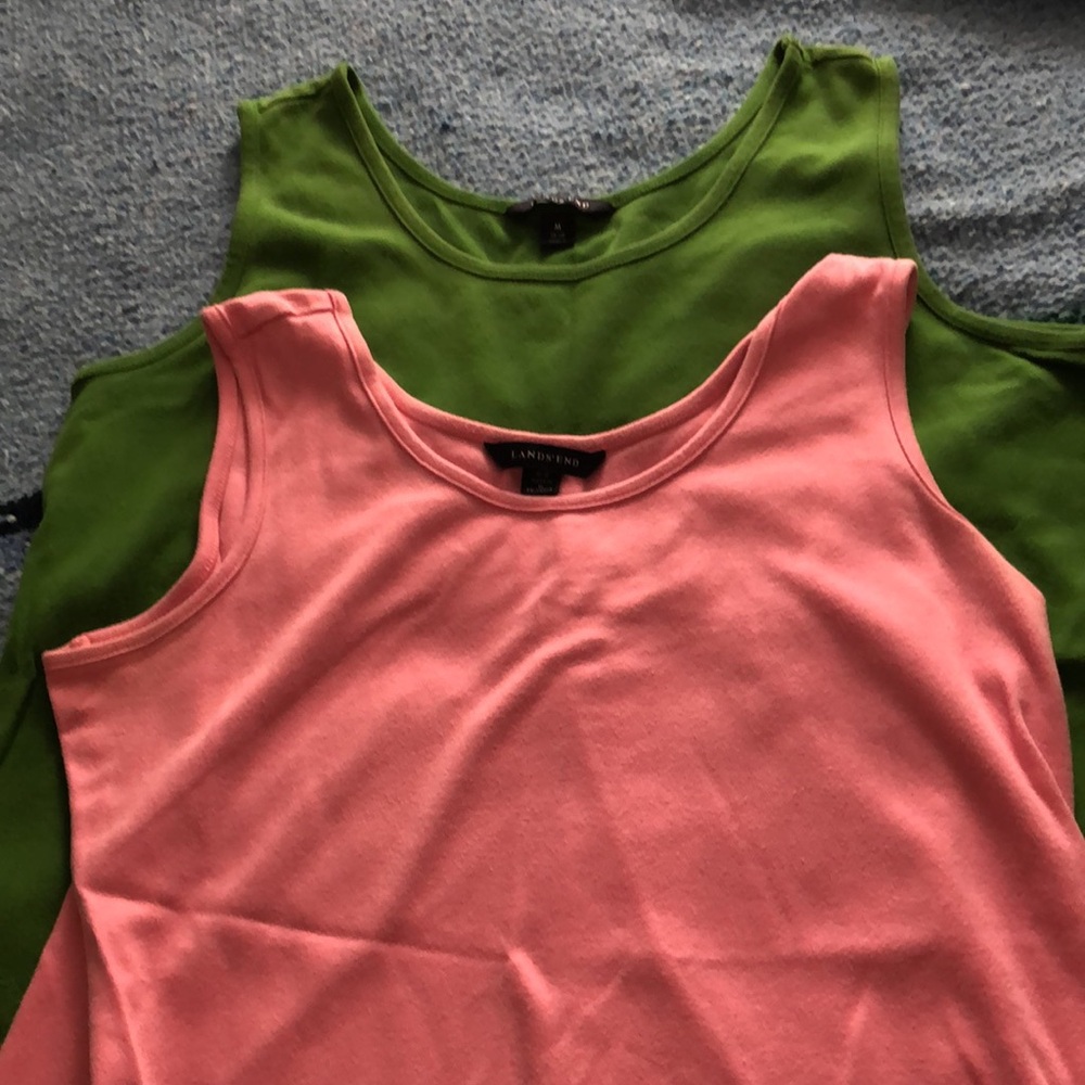 Lands End medium pink and green tank top